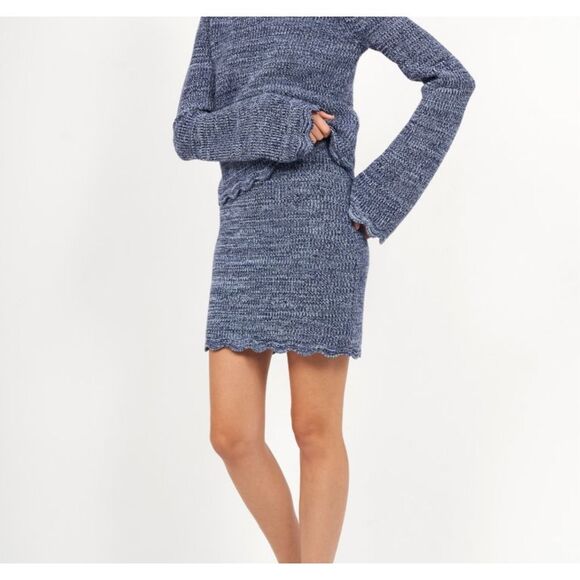 JOIE Detta 100% wool soft Knitted fitted Skirt scalloped edge size L NWT - Picture 1 of 8